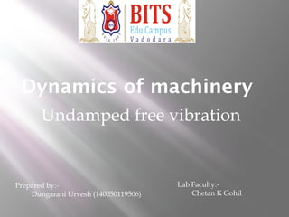 Dynamics of machinery
Undamped free vibration
Prepared by:-
Dungarani Urvesh (140050119506)
Lab Faculty:-
Chetan K Gohil
 