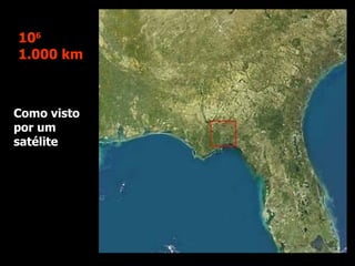 Como visto por um satélite 10 6 1.000 km  