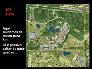 Aqui mudamos de metro para km ... Já é possível saltar de pára-quedas ... 10 3 1 km 