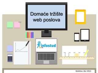 Domaće tržište
 web poslova




                 WebDan, Bor 2013
 