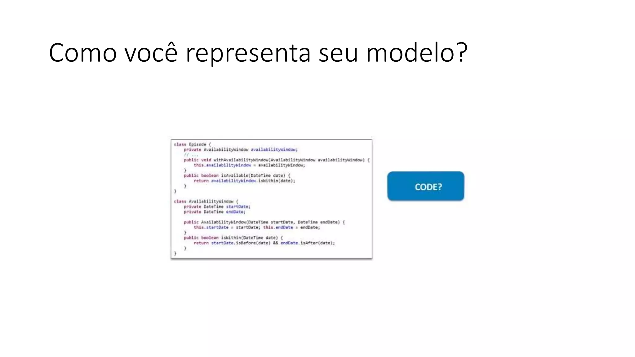 Como você representa seu modelo?
 