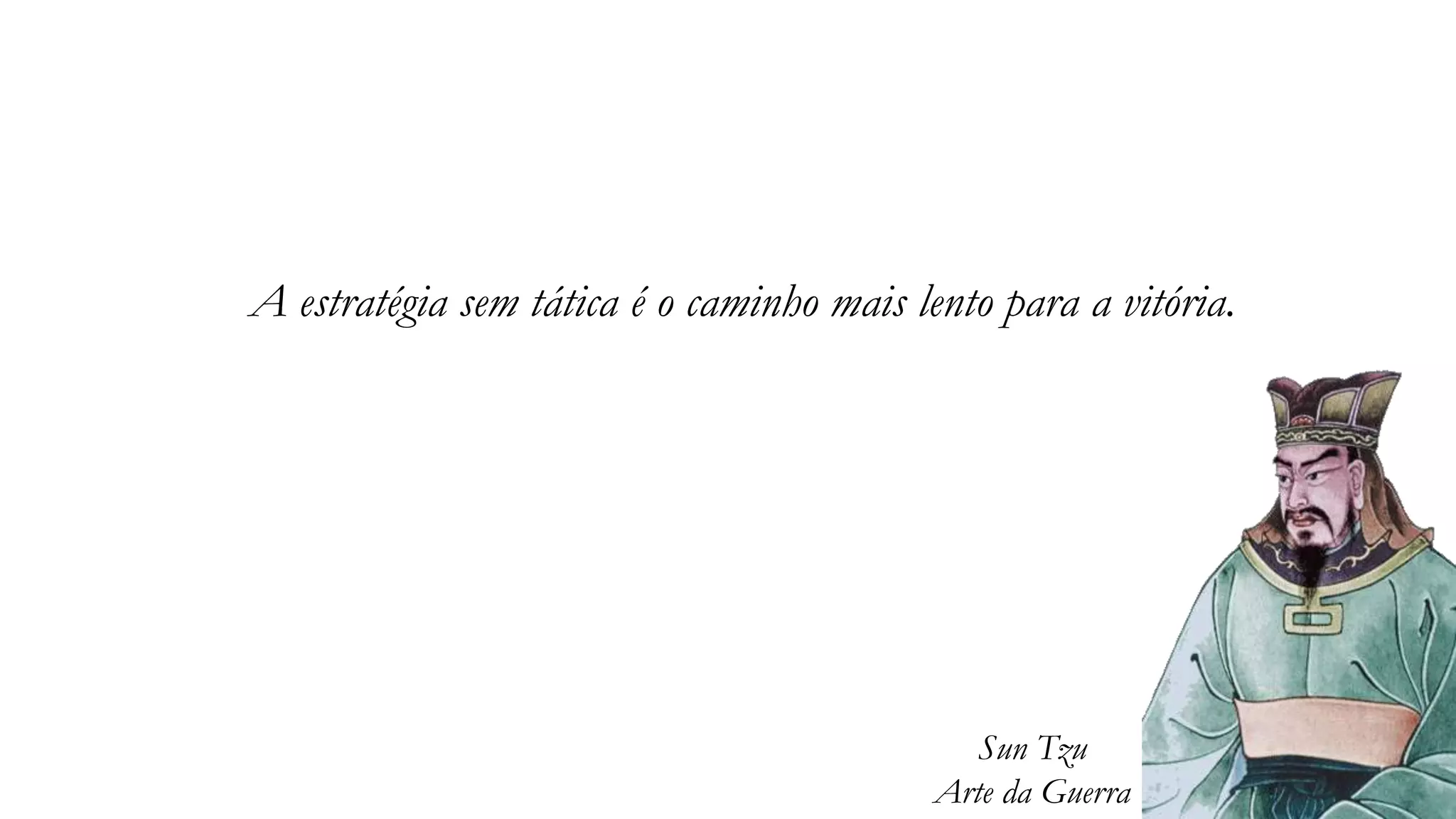 A estratégia sem tática é o caminho mais lento para a vitória.
Sun Tzu
Arte da Guerra
 