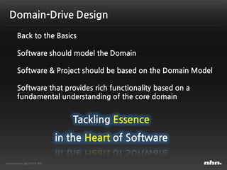 60 / 문서의 제목
Domain-Drive Design
Back to the Basics
Software should model the Domain
Software & Project should be based on ...