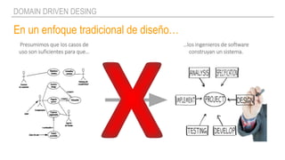 En un enfoque tradicional de diseño…
DOMAIN DRIVEN DESING
Presumimos que los casos de
uso son suficientes para que…
…los ingenieros de software
construyan un sistema.
 