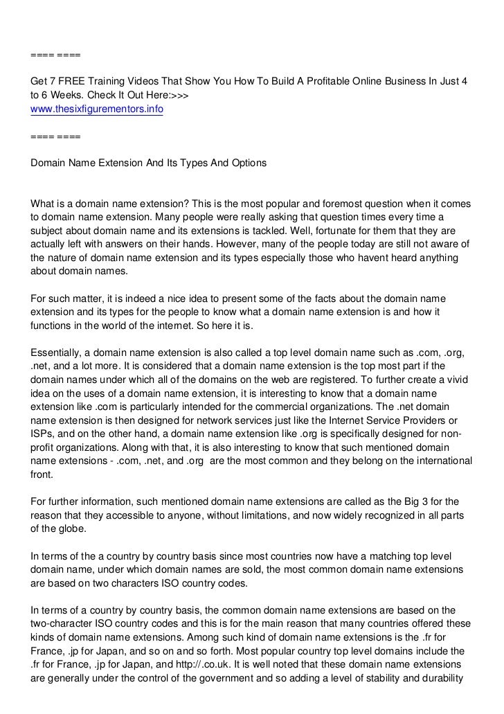 Domain Name Extension And Its Types And Options