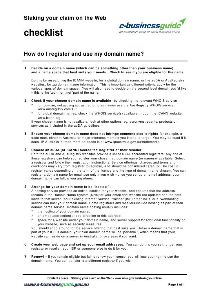 Domain Name Registration Checklist Images, Photos, Reviews