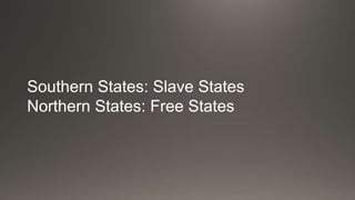 Southern States: Slave States
Northern States: Free States
 