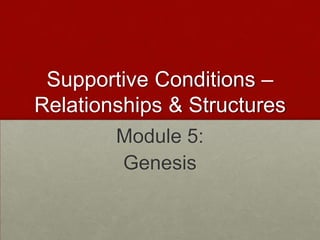 Supportive Conditions – Relationships & Structures Module 5: Genesis 