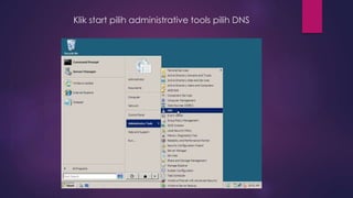 Klik start pilih administrative tools pilih DNS
 