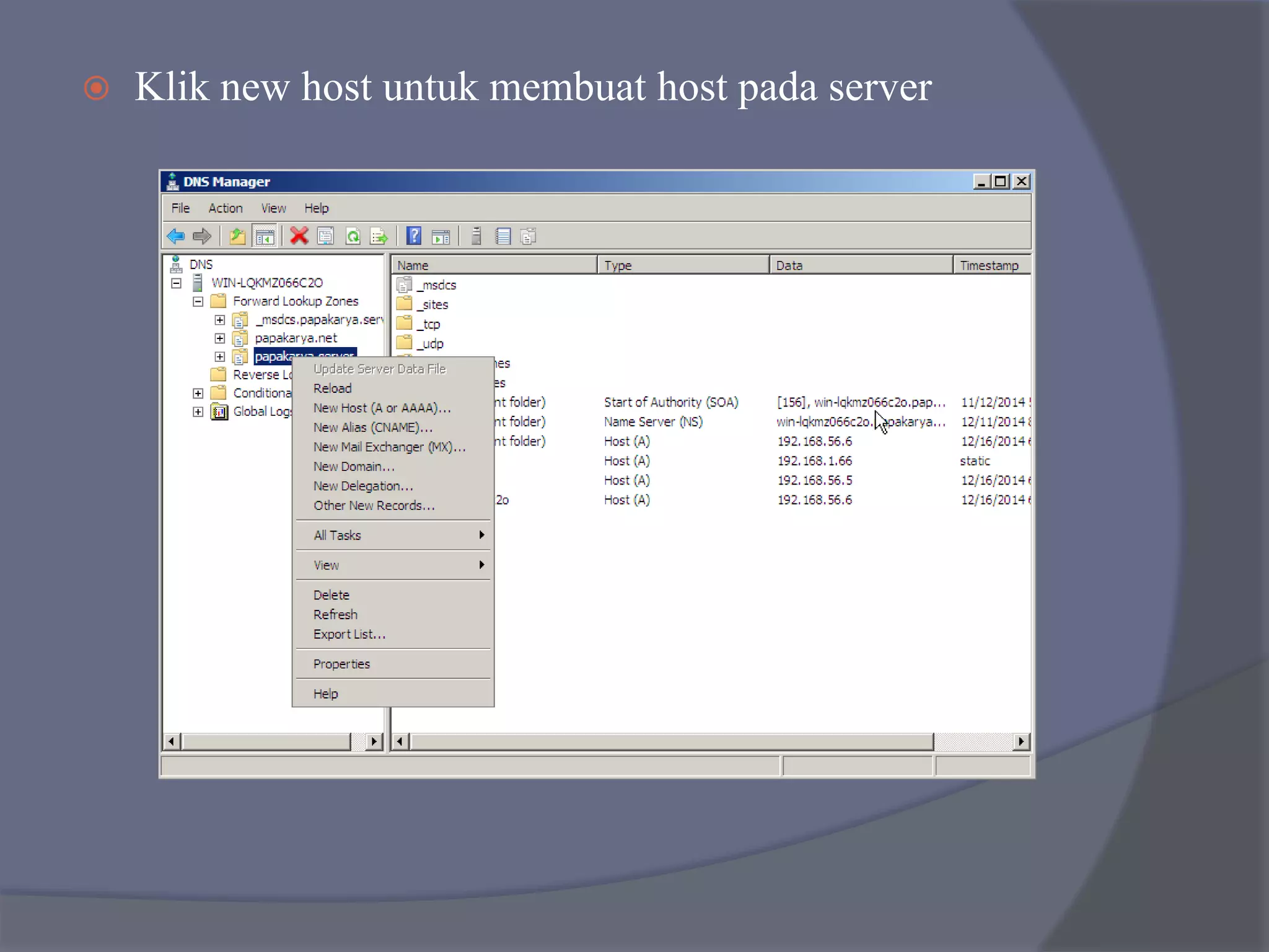  Klik new host untuk membuat host pada server
 