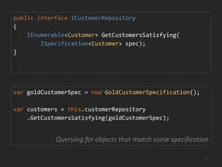 Specifications can be used…for querying