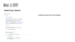 WhatısDDD?
Modelling Domain
Isolate business from technologies
 