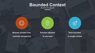 27
Modules divided from
business perspective
Solution adjusted
to use-case
Team bounded
to single context
Bounded ContextBenefits of using BC
 
