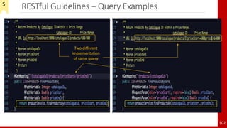 RESTful Guidelines – Query Examples
102
Two different
implementation
of same query
5
 
