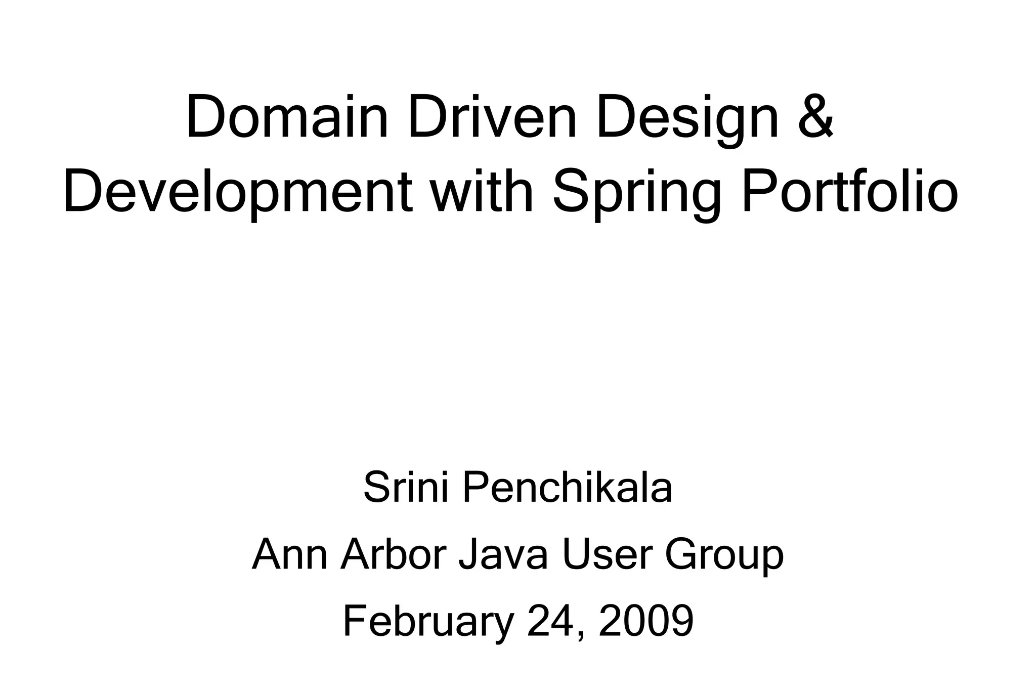 Domain Driven Design Development Spring Portfolio