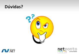 SpecificationPode ser usada para:Validar um objecto e verificar se cumpre certos requisitos ou se está preparado para um dado propósitoSeleccionar um objecto de uma colecçãoEspecificar as características de um objecto que vai ser instanciadoPodemos passar ao repositório com a especificação dos critérios de pesquisa traduzidos para a linguagem de acesso aos dados (SQL/Linq/NHibernate).