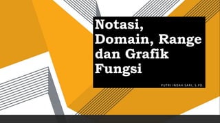 Notasi,
Domain, Range
dan Grafik
Fungsi
PUTRI INDAH SARI, S.PD.
 
