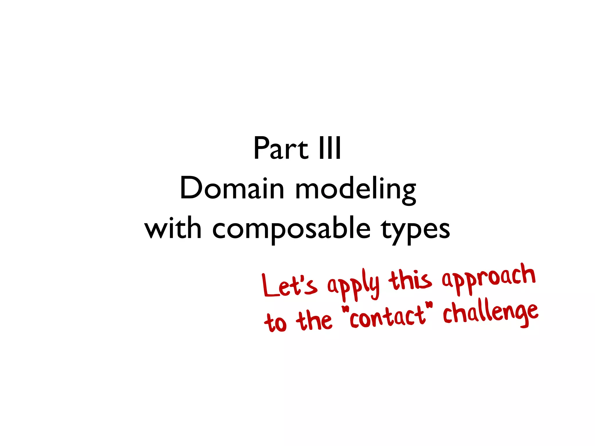 Part III
Domain modeling
with composable types
 
