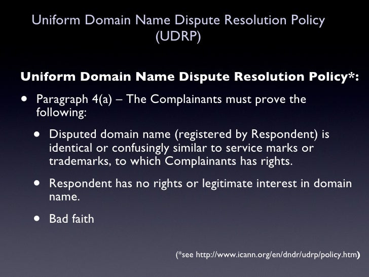 Uniform Domain Name Dispute Resolution