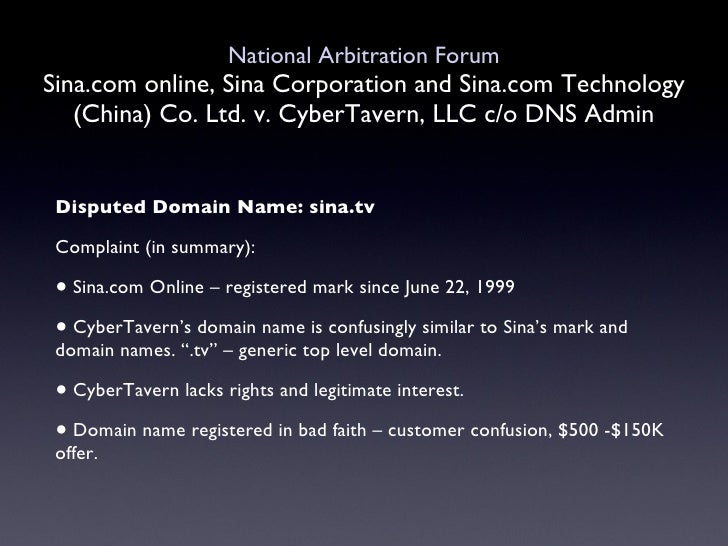 Uniform Domain Name Dispute Resolution