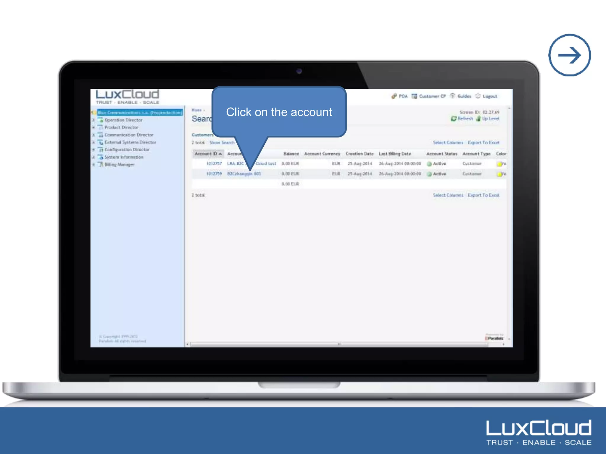 .| 
Click on the account 
 