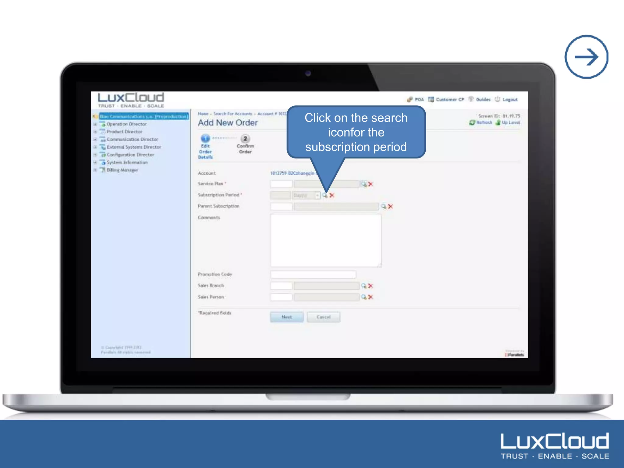 .| 
Click on the search 
iconfor the 
subscription period 
 