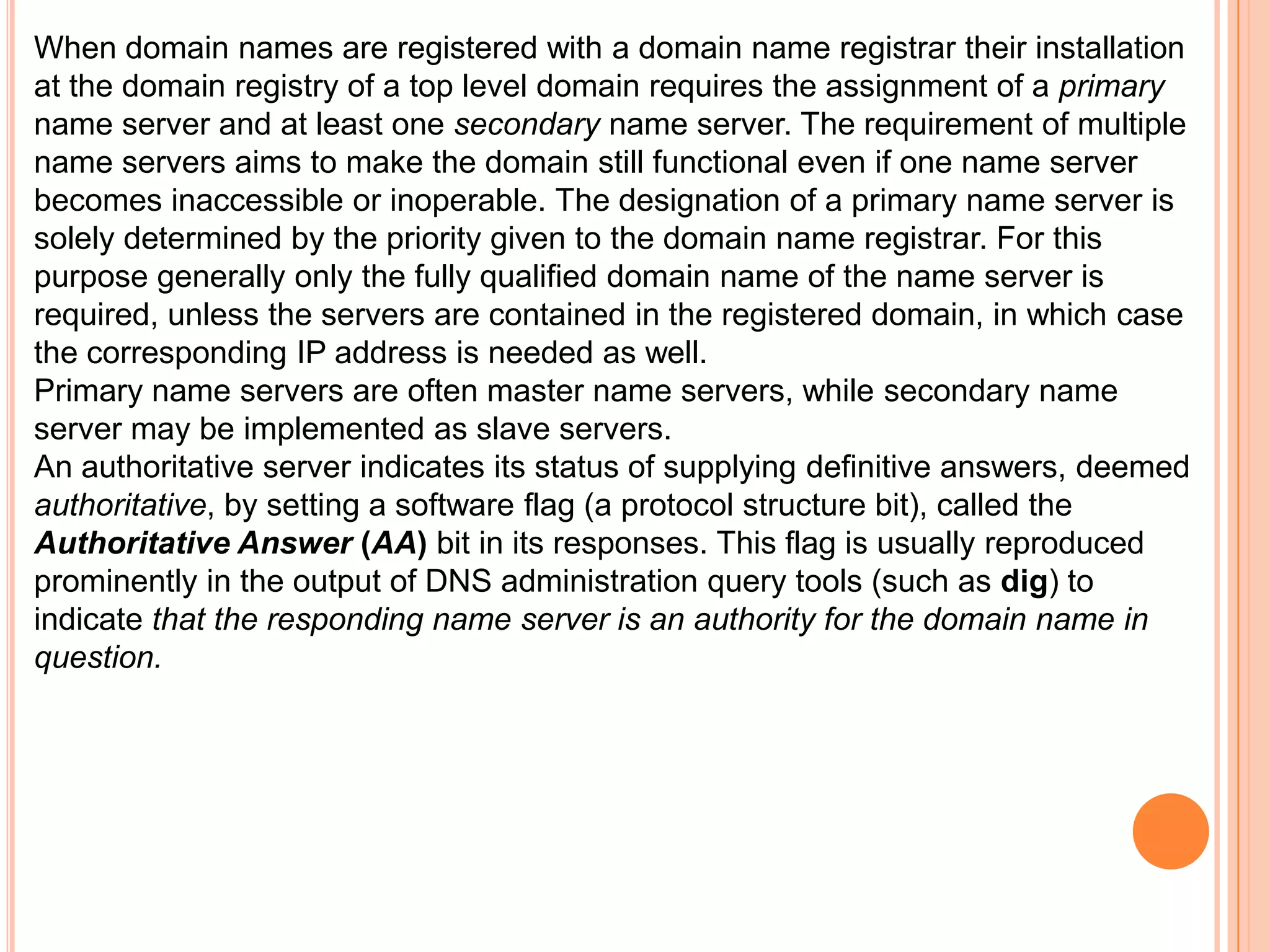 DNS names may technically consist of any character representable in an octet. However, the allowed formulation of domain names in the DNS root zone, and most other sub domains, uses a preferred format and character set. The characters allowed in a label are a subset of the ASCII character set, and includes the characters a through z, A through Z, digits 0 through 9, and the hyphen. This rule is known as the LDH rule (letters, digits, hyphen). Domain names are interpreted in case-independent manner. Labels may not start or end with a hyphen.myhost.mygrp.mycorp.com.