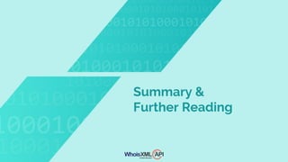 Summary &
Further Reading
 