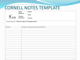 CORNELL NOTES TEMPLATE
 