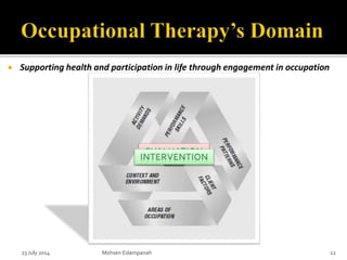  Supporting health and participation in life through engagement in occupation
23 July 2014 Mohsen Eslampanah 12
 