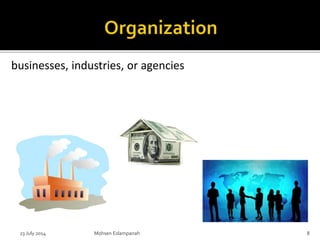 23 July 2014 Mohsen Eslampanah 8
businesses, industries, or agencies
 