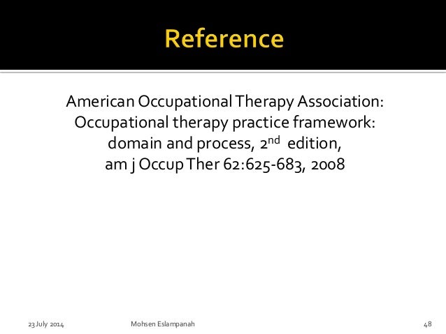 Occupational Therapy Practice Framework Domain Process 2nd Edition