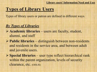 Library Ranks DOMAINS OF USER STUDIES (User Studies and User Education) | PPSX