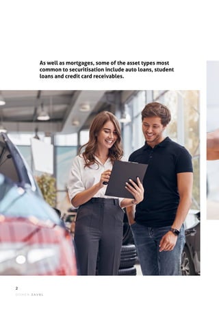 DOMEN ZAVRL
2
As well as mortgages, some of the asset types most
common to securitisation include auto loans, student
loans and credit card receivables.
 