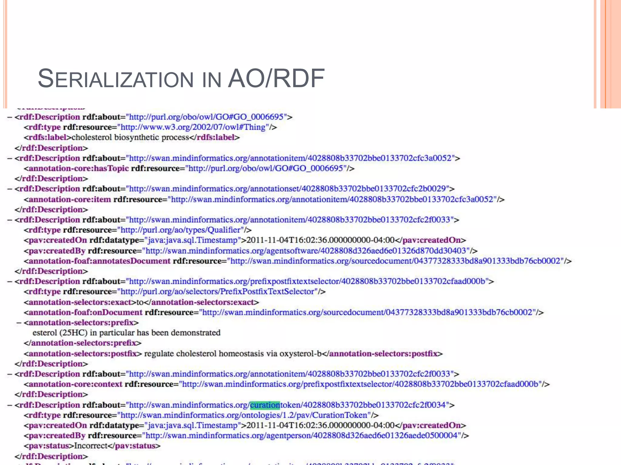 SERIALIZATION IN AO/RDF
 
