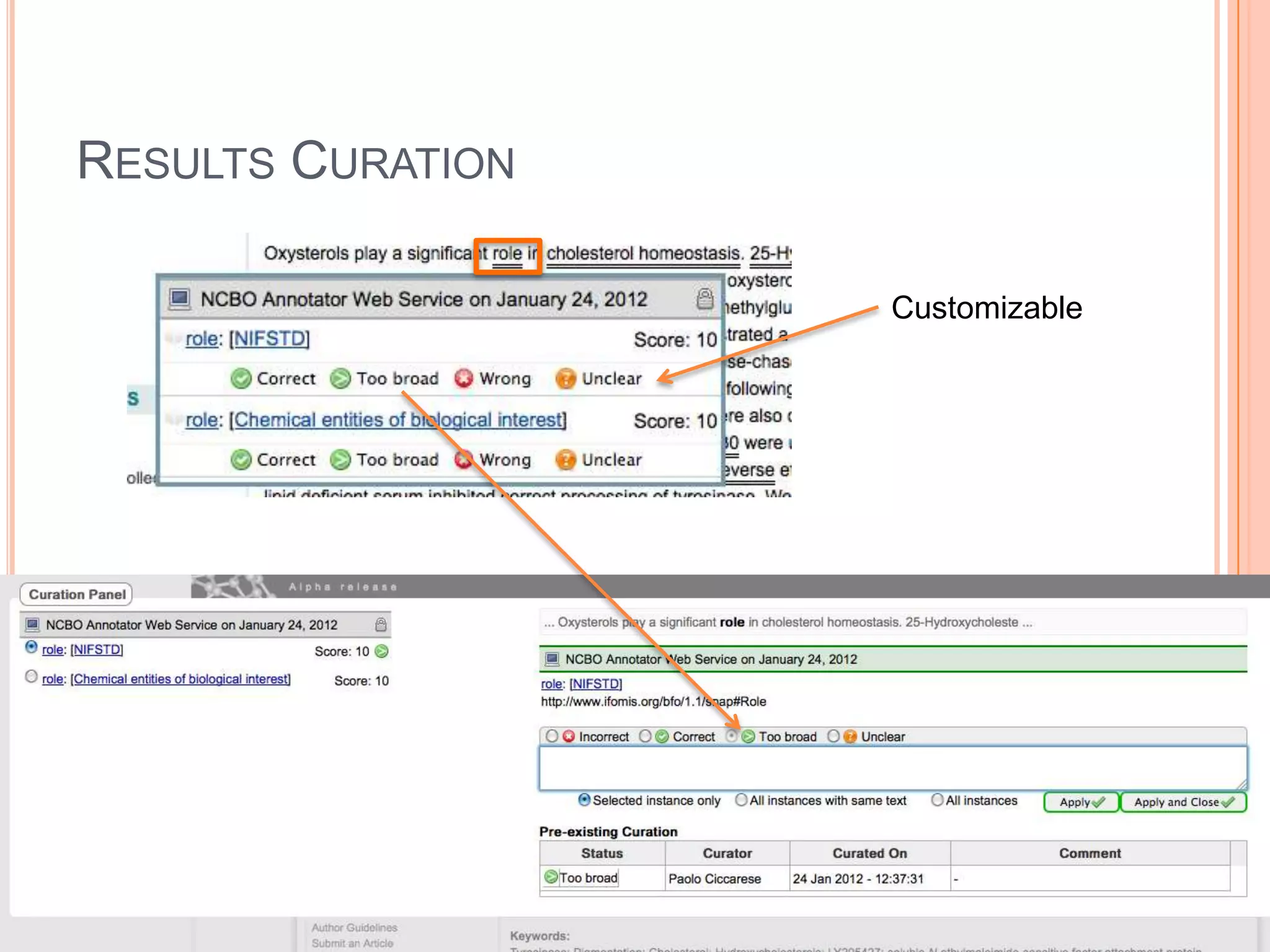 RESULTS CURATION

                   Customizable
 