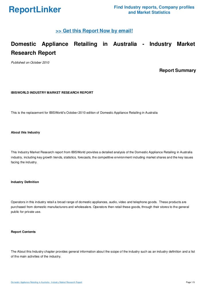 furniture retailing in australia market research report pdf