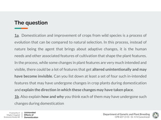 Effects of domestication in the course of evolution | PPTX