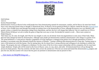 Domestication Of Foxes Essay | PPT