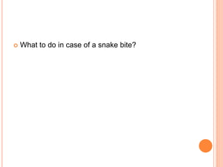  What to do in case of a snake bite?
 