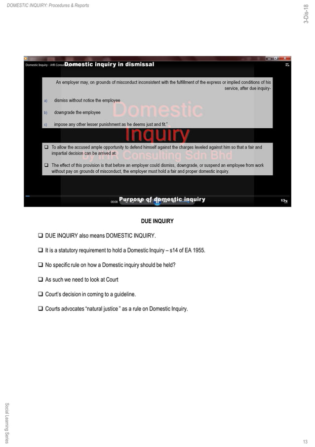 Domestic inquiry procedures & reports 5 dec-18 | PDF