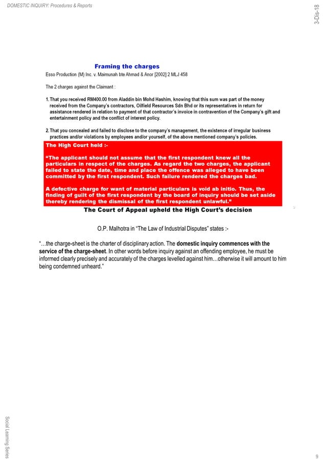 Domestic inquiry procedures & reports 5 dec-18 | PDF