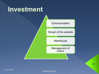 13/01/2010Valérie Hugot10Investment