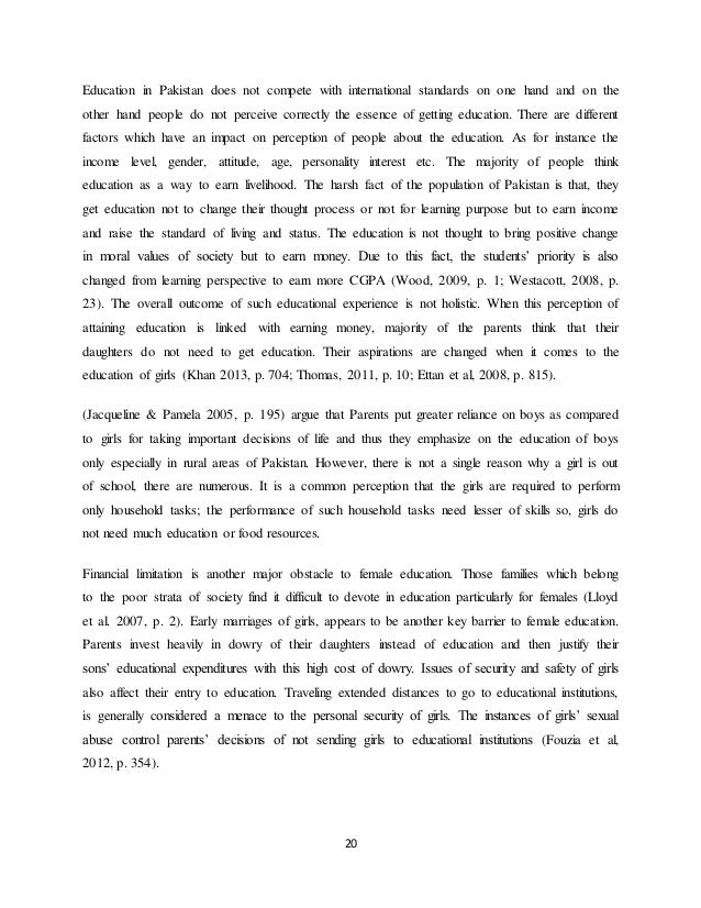 Phd thesis on education in pakistan