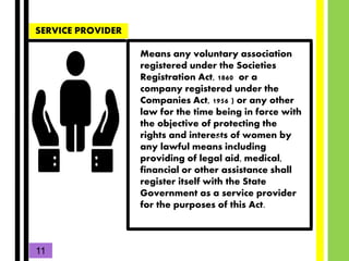 SERVICE PROVIDER
Means any voluntary association
registered under the Societies
Registration Act, 1860 or a
company regist...