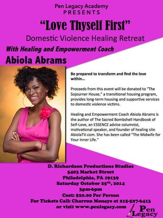 Domestic Violence Healing Workshop with Abiola Abrams in Philadelphia