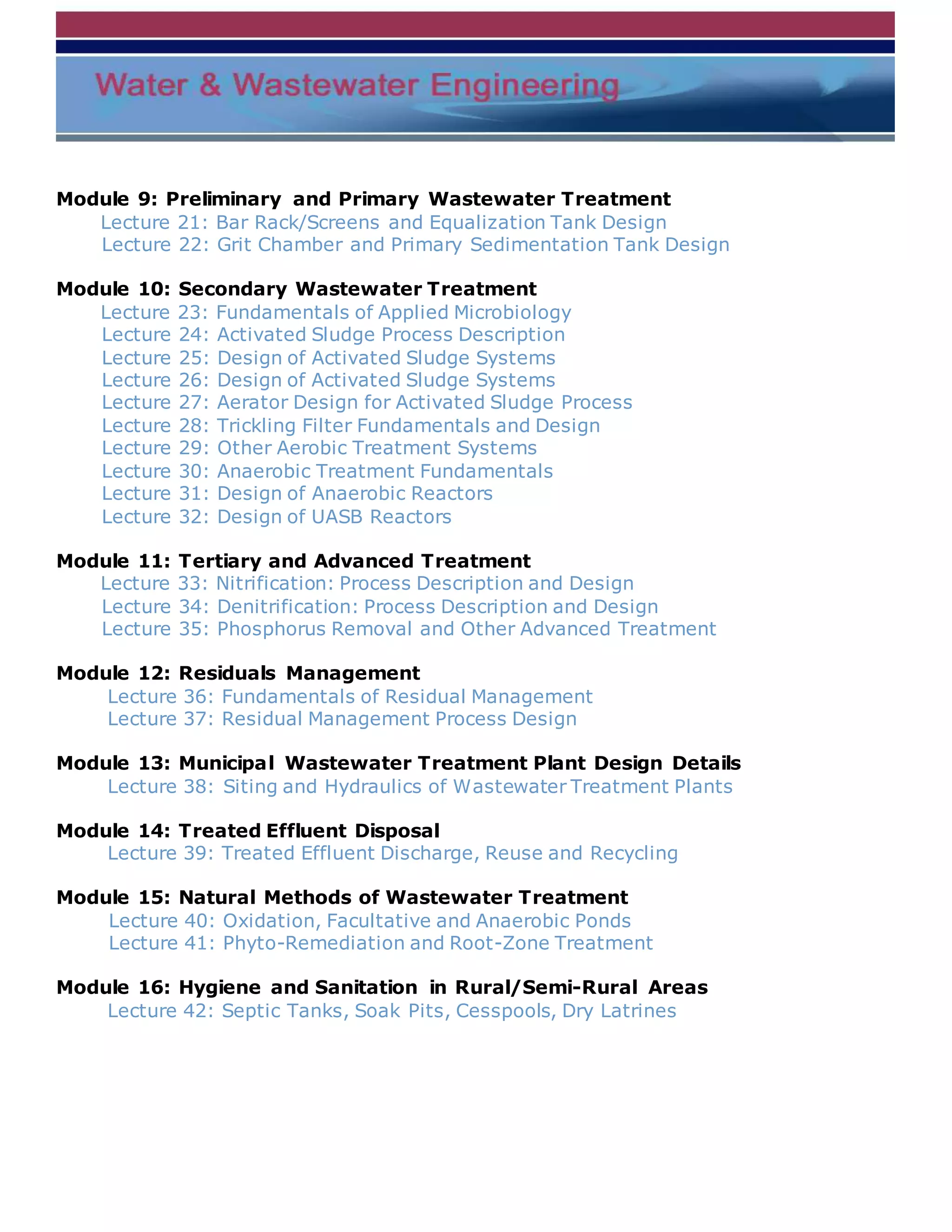 Domestic water treatment and supply | DOCX