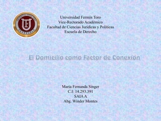 Universidad Fermín Toro 
Vice-Rectorado Académico 
Facultad de Ciencias Jurídicas y Políticas 
Escuela de Derecho 
María Fernanda Singer 
C.I: 14.293.391 
SAIA A 
Abg. Winder Montes 
 