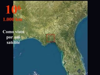 Como visto
por um
satélite
106
1.000 km
 