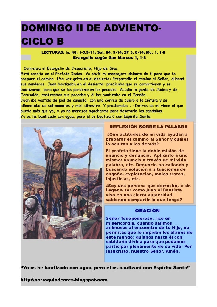 Domingo II del Tiempo de Adviento- ciclo B